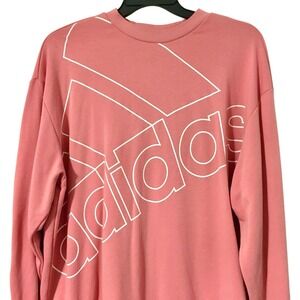 Adidas Originals Giant Logo Crewneck Sweatshirt Women's XL Pink‎ & White Striped